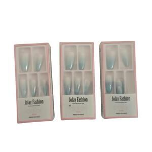Fashion Press-On Nails Set | Blue Ombre Nails | Lot of 3 Packs | New